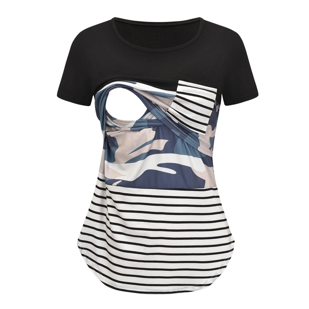 Women Pregnancy Summer Short Sleeve Stripe Tops T Shirt Nusring Maternity Blouse Women Pregnancy Summer Short Sleeve Stripe Tops T Shirt Nusring Maternity Blouse